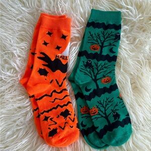 Halloween Themed Orange and Green Socks